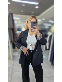Blazer Ceket Leopar Astarlı Siyah C2144