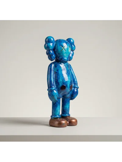 KAW Tarzı Mavi X Gözlü El Boyaması Dekoratif Figür Heykel 26 cm