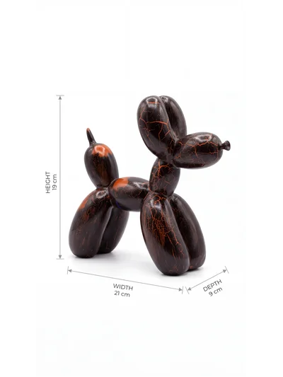 Dekoratif Balon Köpek Figürü Kahverengi-Kırmızı 20x20 cm – Modern Biblo, Masaüstü ve Konsol Üstü Dekor Objesi