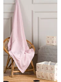 Toffy Toz Pembe Harf İşlemeli Örgü Bebek Battaniyesi 100X100
