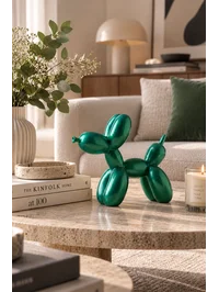 Dekoratif Balon Köpek Figürü Yeşil 20x20 cm – Modern Biblo, Masaüstü ve Konsol Üstü Dekor Objesi
