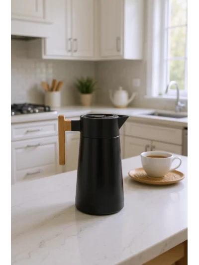 Bambum North Bambu Saplı Çelik Termos Siyah 2 Litre