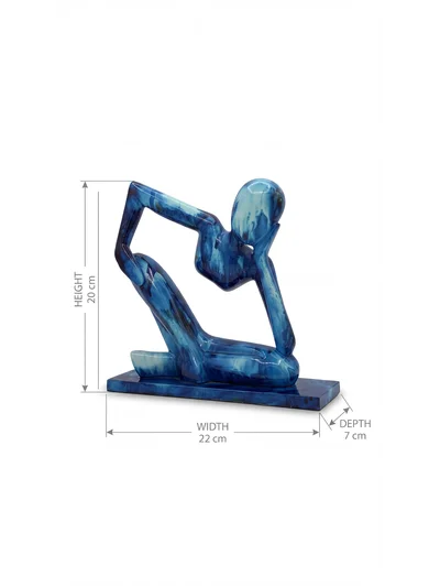 Dekoratif Düşünen İnsan Heykeli Mavi 21x21 cm – Soyut Figür Biblo, Modern Masaüstü ve Konsol Üstü Dekor Objesi