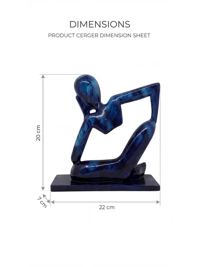 Dekoratif Düşünen İnsan Heykeli Lacivert 21x21 cm – Soyut Figür Biblo, Modern Masaüstü ve Konsol Üstü Dekor Objesi