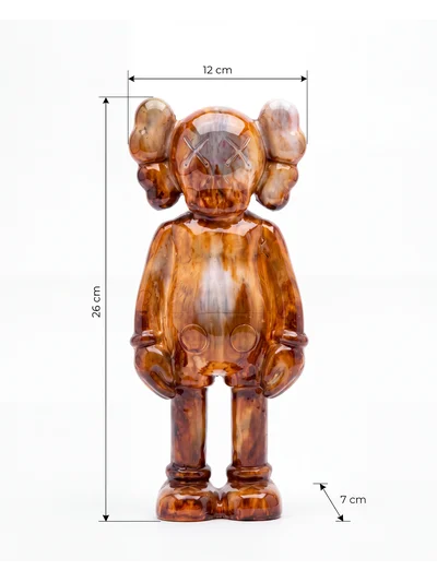 KAW Tarzı Kahverengi X Gözlü El Boyaması Dekoratif Figür Heykel 26 cm