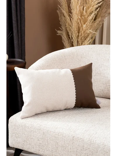 Ivy Deri Detaylı Kahve Kırlent Kılıfı 30X50