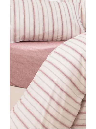Viento Nevresim Takımı Pamuk Polyester Bordo Kahve Çizgili Çift Kişilik