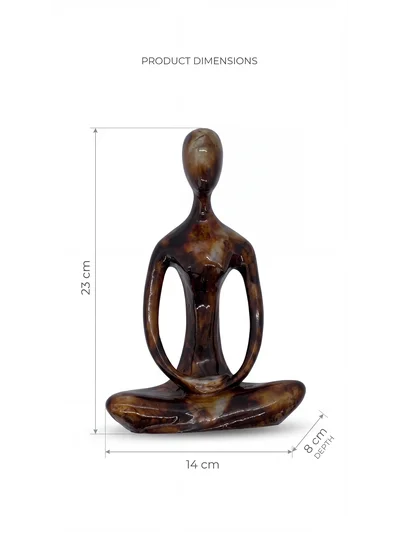 Dekoratif Yogacı Heykeli Kehribar 23x14 cm – Meditasyon Yoga Figürü, Modern Biblo ve Masaüstü Dekor Objesi