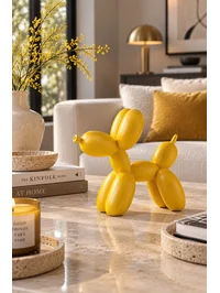 Dekoratif Balon Köpek Figürü Sarı 20x20 cm – Modern Biblo, Masaüstü ve Konsol Üstü Dekor Objesi