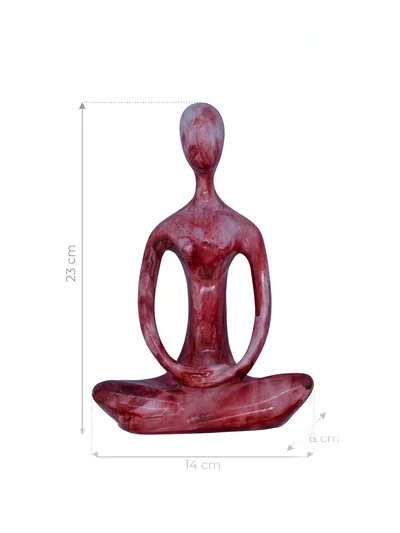 Dekoratif Yogacı Heykeli Kırmızı 23x14 cm – Meditasyon Yoga Figürü, Modern Biblo ve Masaüstü Dekor Objesi