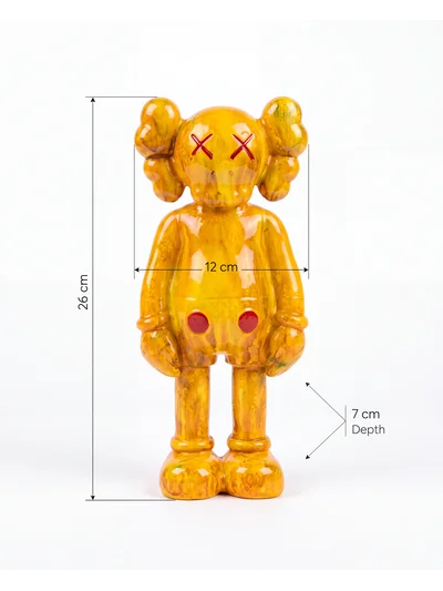 KAW Tarzı Hardal X Gözlü El Boyaması Dekoratif Figür Heykel 26 cm