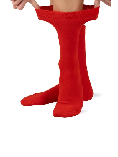 Lastiksiz Bambu Çorap %87 Bambu Ayağı Sıkmayan Yumuşak Nefes Alabilen Unisex Kırmızı
