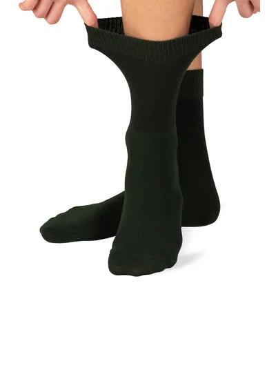 Lastiksiz Bambu Çorap %87 Bambu Ayağı Sıkmayan Yumuşak Nefes Alabilen Unisex Yeşil