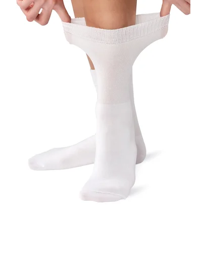 Lastiksiz Bambu Çorap %87 Bambu Ayağı Sıkmayan Yumuşak Nefes Alabilen Unisex Beyaz