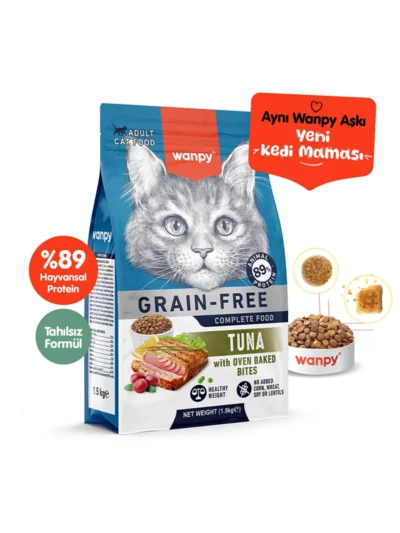 Wanpy Tahılsız Ton Balıklı Yetişkin Kedi Maması 1,5 kg