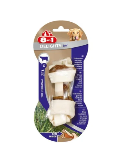 8in1 Delights Bones Biftekli Düğümlü Tartar Oluşumunu Önleyen Köpek Kemiği 35gr 10cm [S]
