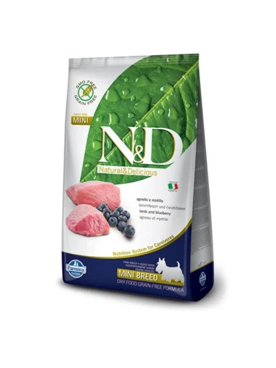 N&D Tahılsız Mini Adult Kuzulu Yaban Mersinli Yetişkin Köpek Maması 2,5 KG