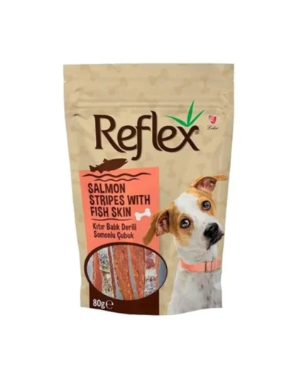 Reflex Balık Deri Sargılı Somonlu Köpek Ödül Çubuğu 80 Gr