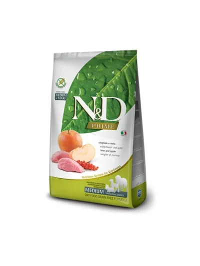 N&D Prime Tahilsiz Yaban Domuzu&Elma 2.5 Kg Medium Maxi Yetiskin Kuru Köpek Mamasi