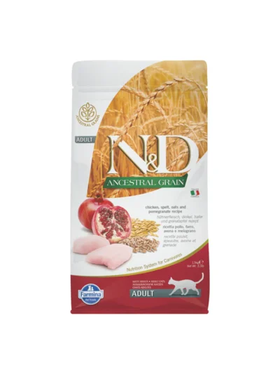 N&D Ancestral Grain Tavuklu ve Narlı Ata Tahıllı Yetişkin Kedi Maması 1,5Kg