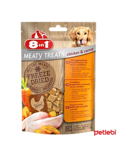8 İn 1 Freeze Dried Tavuk & Havuçlu Köpek Ödülü 50 Gr