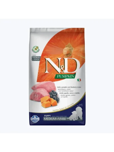 N&D Pumpkin Balkabaklı Kuzulu Yaban Mersinli Orta ve Büyük Irk Tahılsız Yavru Köpek Maması 2,5 Kg