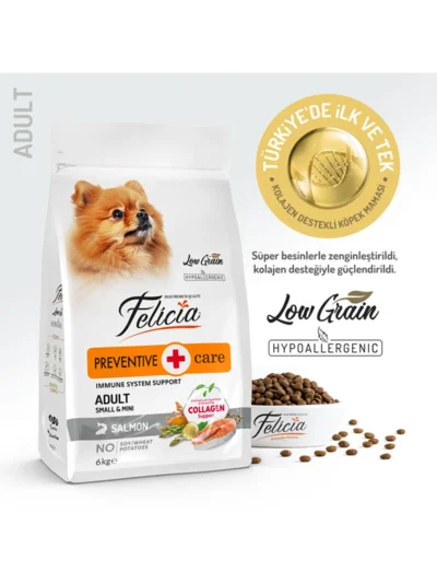Felicia Kolajenli Somonlu Az Tahıllı Small/Mini Yetişkin Köpek Maması /Mini HypoAllergenic Köpek Maması 3 Kg
