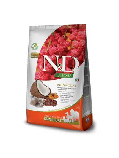 N&D Kinoa Skin Coat HiN&Distan Cevizli Ringa Balıklı Yetişkin Köpek Maması 7 KG