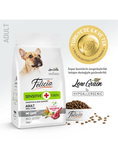 Felicia Kolajenli Kuzulu Az Tahıllı Small/Mini Yetişkin Köpek Maması HypoAllergenic Köpek Maması 3 Kg