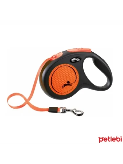 Flexi Neon Otomatik Şerit Tasma Medium 5 Mt Turuncu