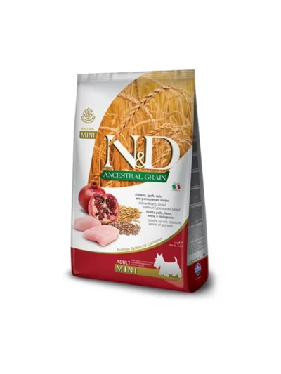 N&D Düşük Tahıllı Tavuklu ve Narlı Mini Küçük Irk Yetişkin Köpek Maması 2,5 kg