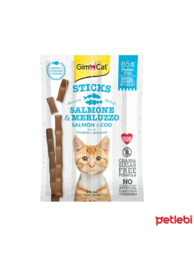GimCat Sticks Somon Morina Tahılsız Ödül Çubukları 4'lü 20 gr