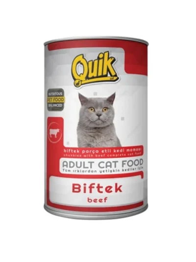 Quik Yetişkin Biftekli Kedi Maması Konserve 415 GR