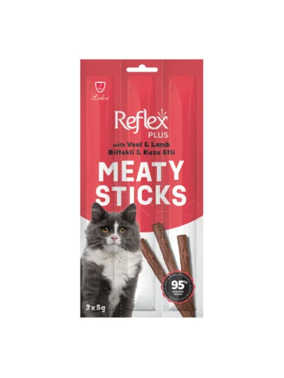 Reflex Biftekli ve Kuzulu Tahılsız Kedi Ödül Çubuğu 5 Gr 3'lü