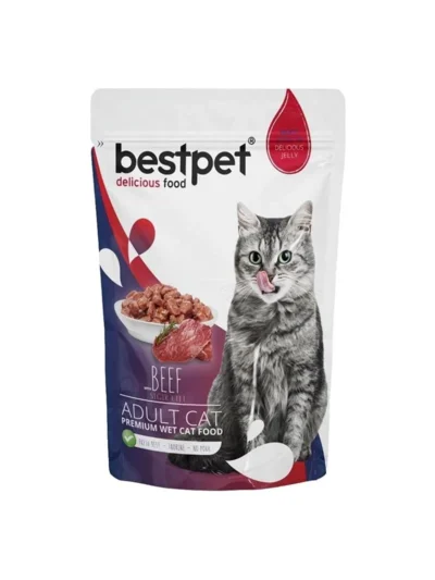 Best Pet Pouch Jelly Biftek Etli Yetişkin Kedi Yaş Maması 85 Gr