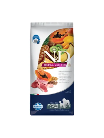 N&D Tropical Orta-Büyük Irk Kuzulu Köpek Maması 10 Kg