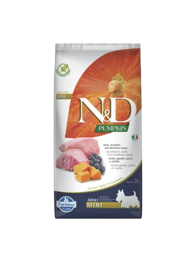 N&D Pumpkin Mini Adult Balkabaklı Kuzulu Yaban Mersinli Yetişkin Köpek Maması 7 KG