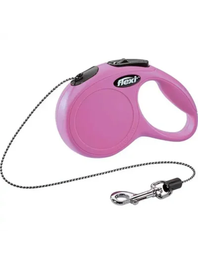 Flexi New Classic Otomatik İp Köpek Gezdirme Kayışı 3m (Pembe) [XS]