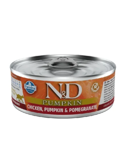 N&D Balkabaklı Tavuk Ve Narlı Yetişkin Kedi Konservesi 70 GR