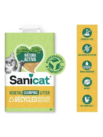 Sanicat Natura Activa Çam Pelet Topaklanan Kedi Kumu 10Lt