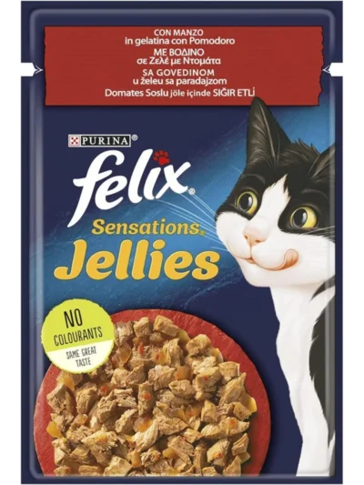 Felix Sensations Sığır Etli Domatesli Yaş Kedi Maması Pouch 85 Gr