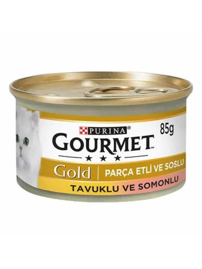 Gourmet Parça Etli Somonlu ve Tavuklu Yaş Mama 85G
