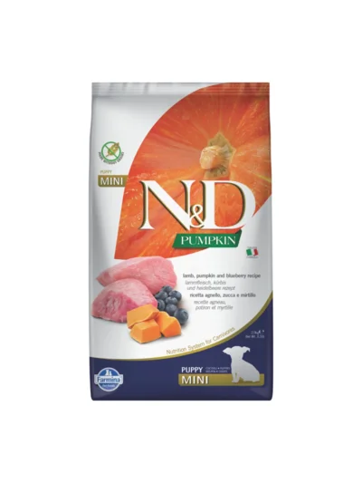 N&D Pumpkin Mini Puppy Balkabaklı Kuzulu Yaban Mersinli Yavru Köpek Maması 2,5 KG