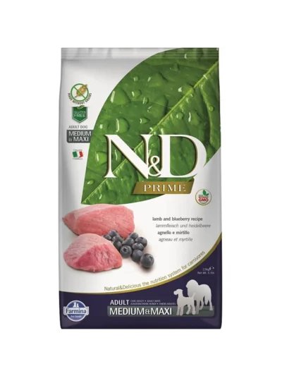 N&D Tahılsız Kuzu Etli Yaban Mersinli Medium Maxi Yetişkin Köpek Maması 12 Kg