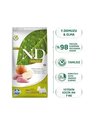 N&D Yaban Domuzlu Elmalı Mini Köpek Maması 7 Kg