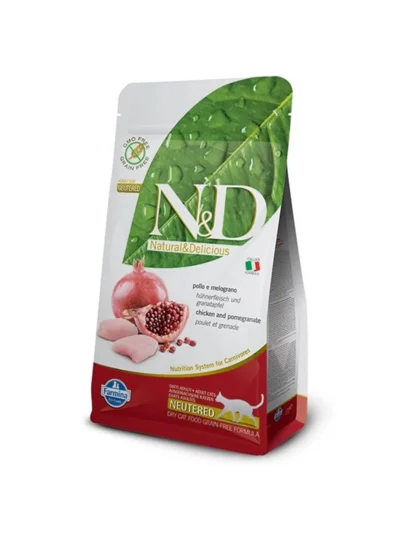 N&D Tahılsız Tavuklu Narlı Yetişkin Kısır Kedi Maması 1,5 KG