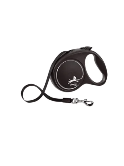 Flexi Black Design Otomatik Şerit Köpek Gezdirme Kayışı 5m [M] (Siyah)