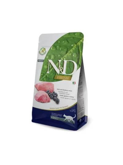 N&D Tahılsız Kuzu Etli ve Yaban Mersinli Yetişkin Kedi Maması 1.5 kg