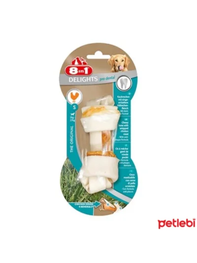 8in1 Delights Tavuklu Düğümlü Tartar Oluşumunu Engelleyen Köpek Ödül Kemiği 35gr 10cm [S]