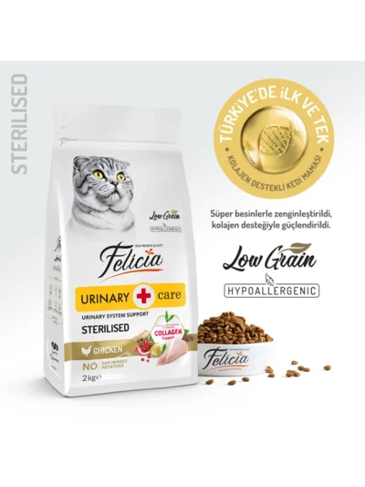Felicia Kolajenli Tavuklu Az Tahıllı Kısırlaştırılmış Kedi Maması HypoAllergenic Kedi Maması 2 Kg